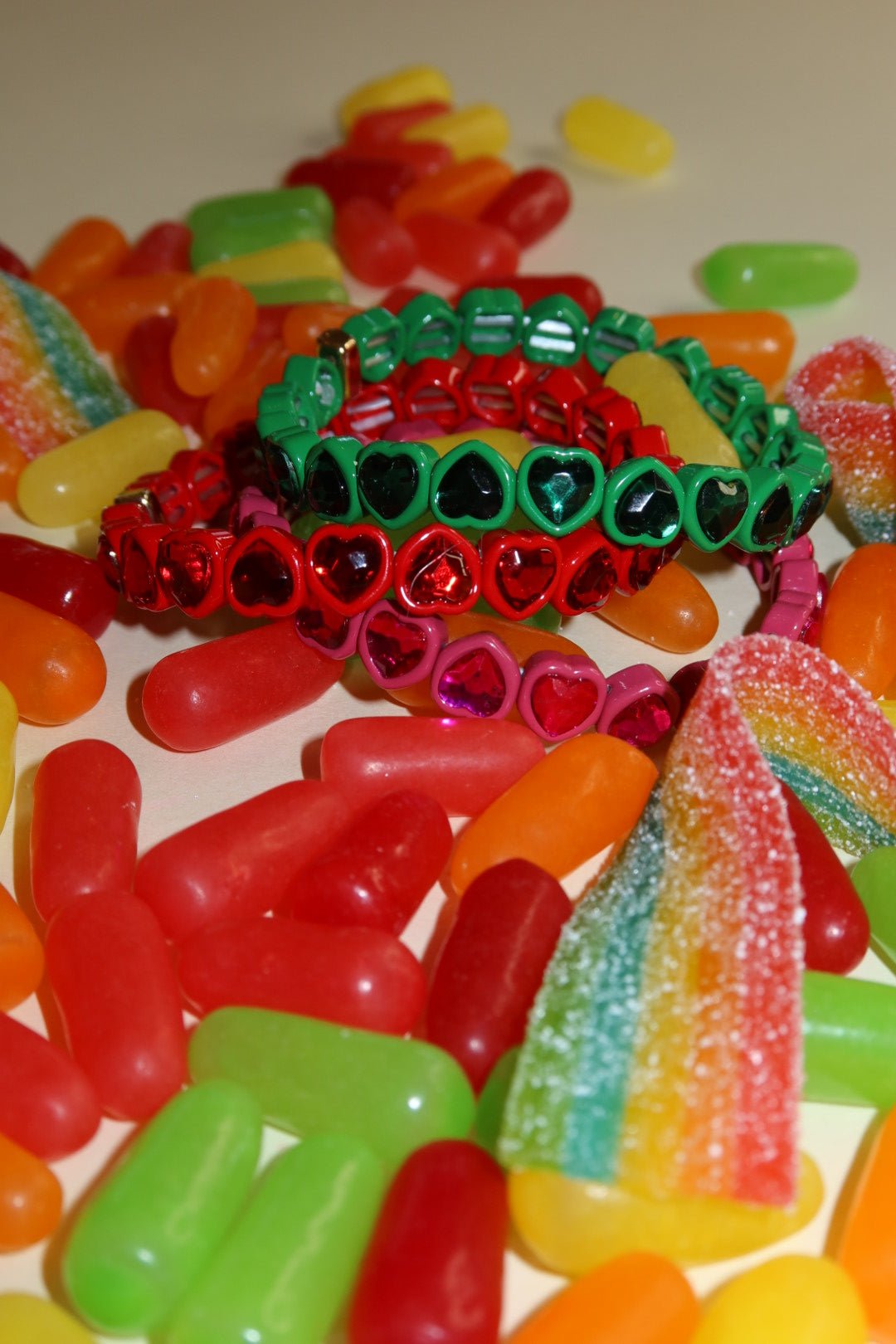 Bracelet - Candy Gem Heart Hot Pink - Shop LINNY CO