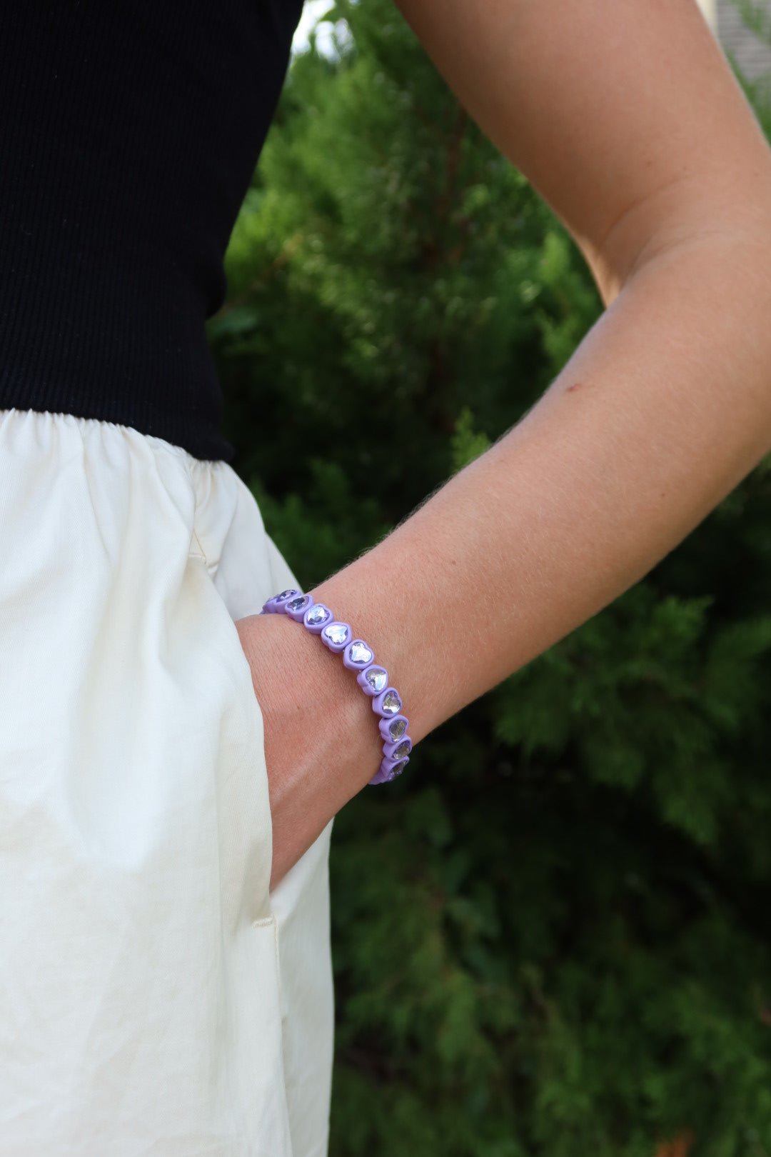 Bracelet - Candy Gem Heart Purple - Shop LINNY CO