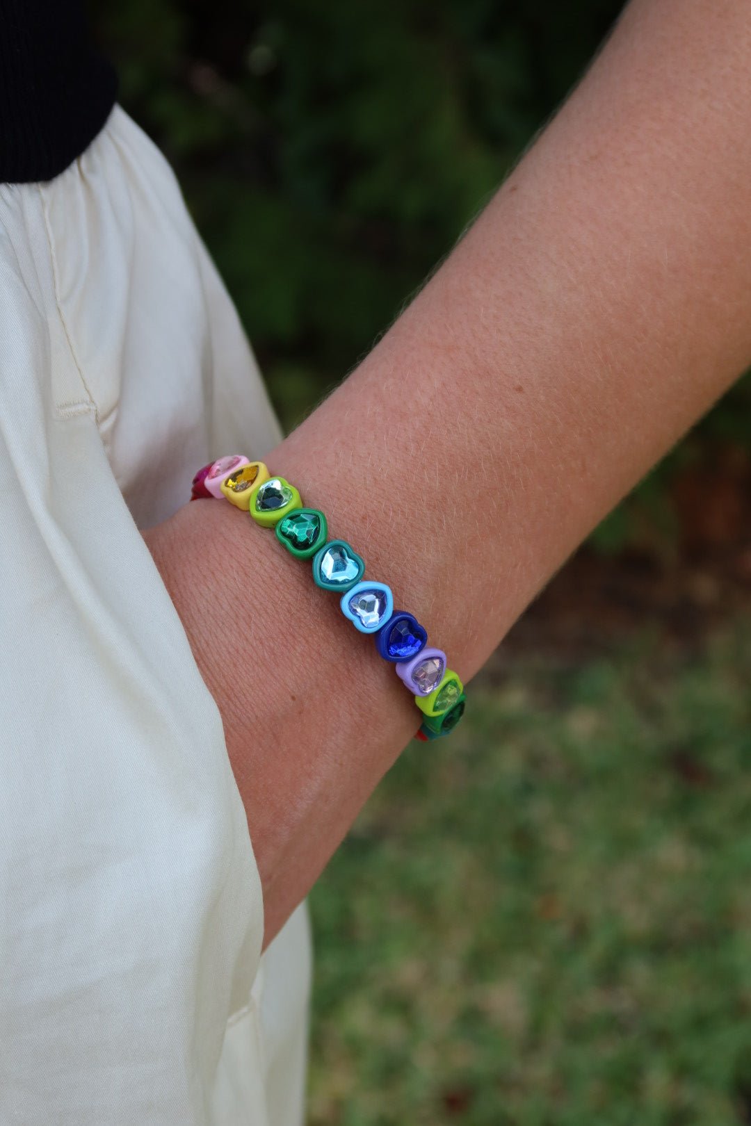 Bracelet - Candy Gem Heart Rainbow - Shop LINNY CO