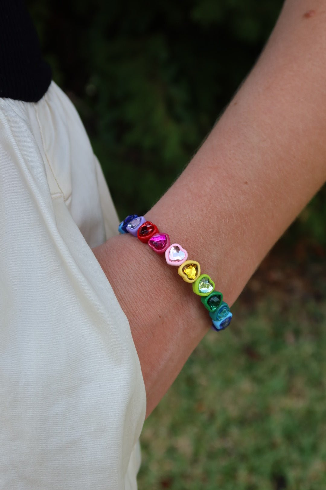 Bracelet - Candy Gem Heart Rainbow - Shop LINNY CO