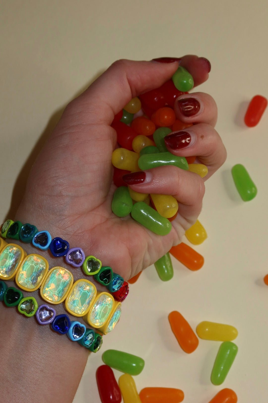 Bracelet - Candy Gem Heart Rainbow - Shop LINNY CO