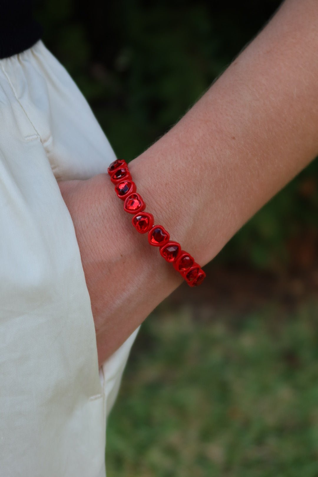 Bracelet - Candy Gem Heart Red - Shop LINNY CO