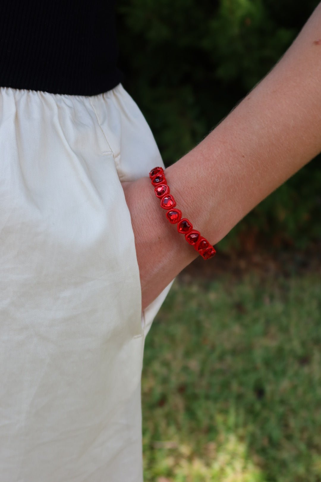 Bracelet - Candy Gem Heart Red - Shop LINNY CO