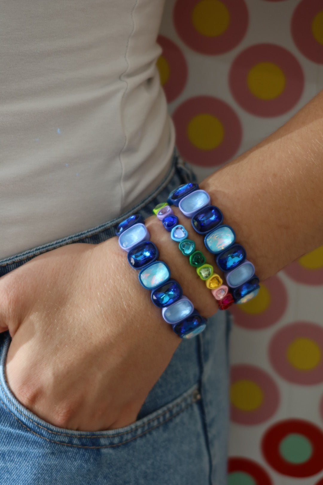 Bracelet - Candy Gem Oval Blue Multi - Shop LINNY CO