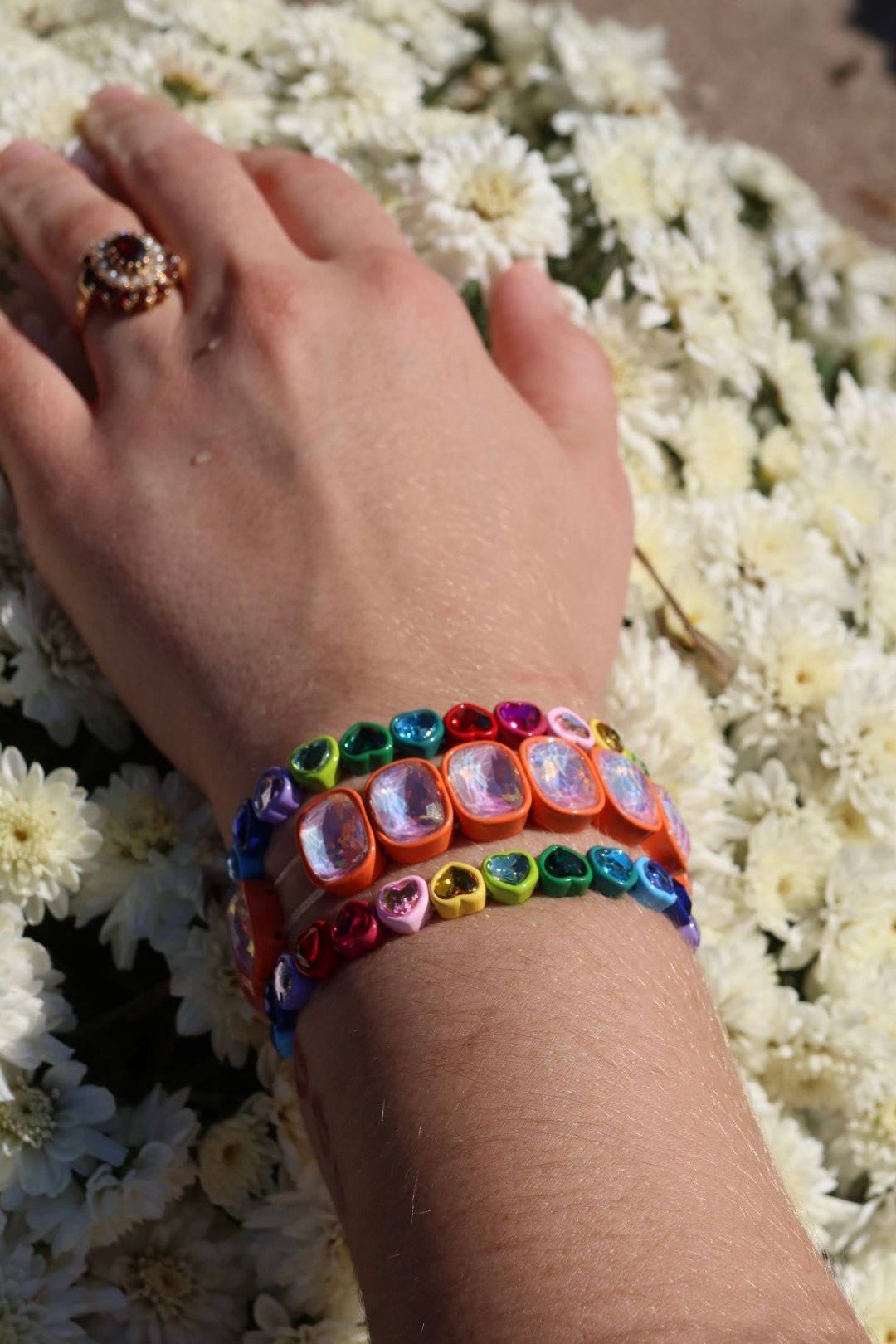 Bracelet - Candy Gem Oval Coral - Shop LINNY CO