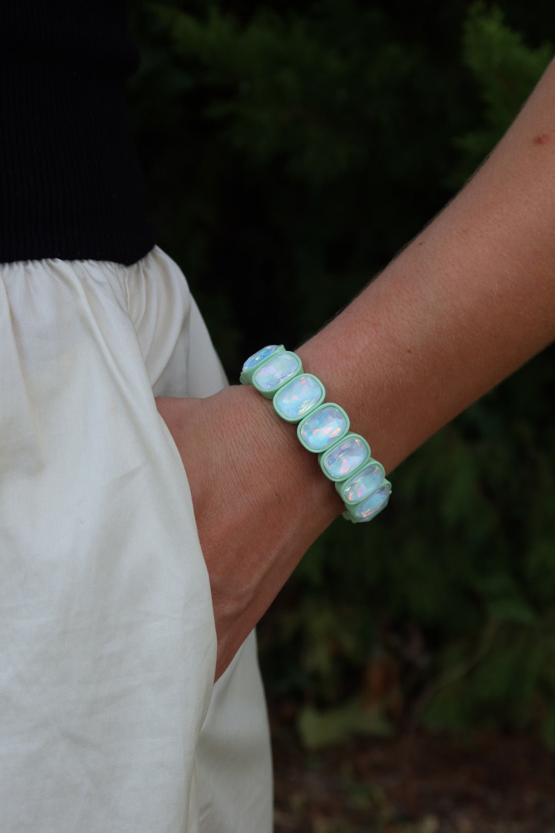 Bracelet - Candy Gem Oval Mint - Shop LINNY CO