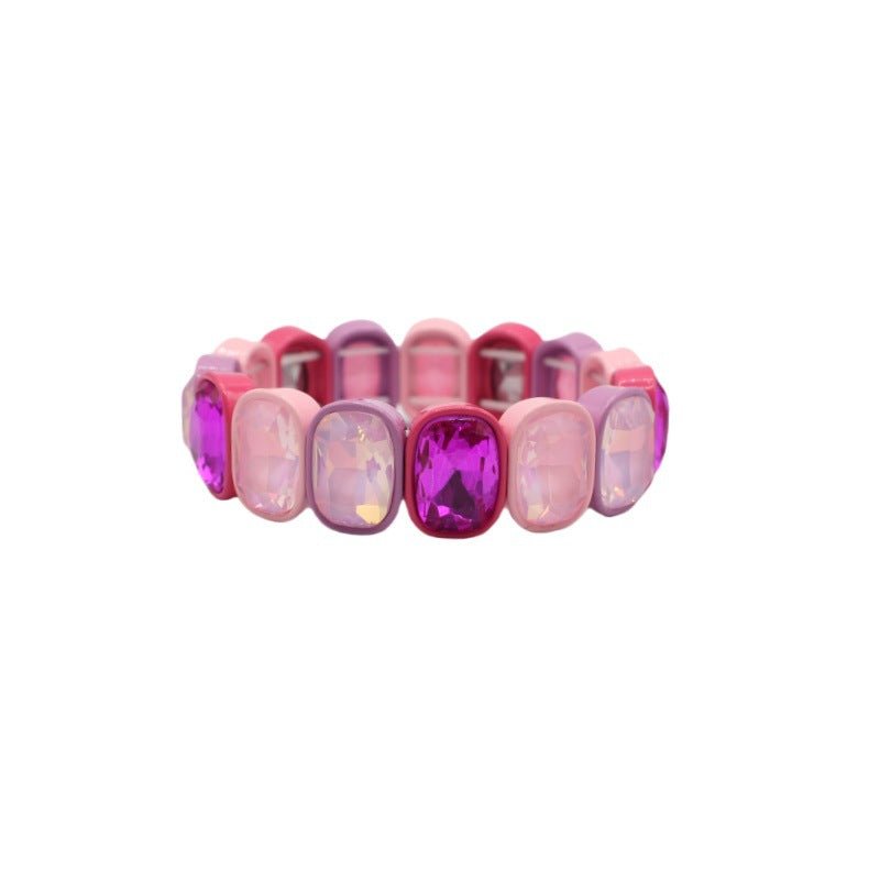 Bracelet - Candy Gem Oval Pink Multi - Shop LINNY CO