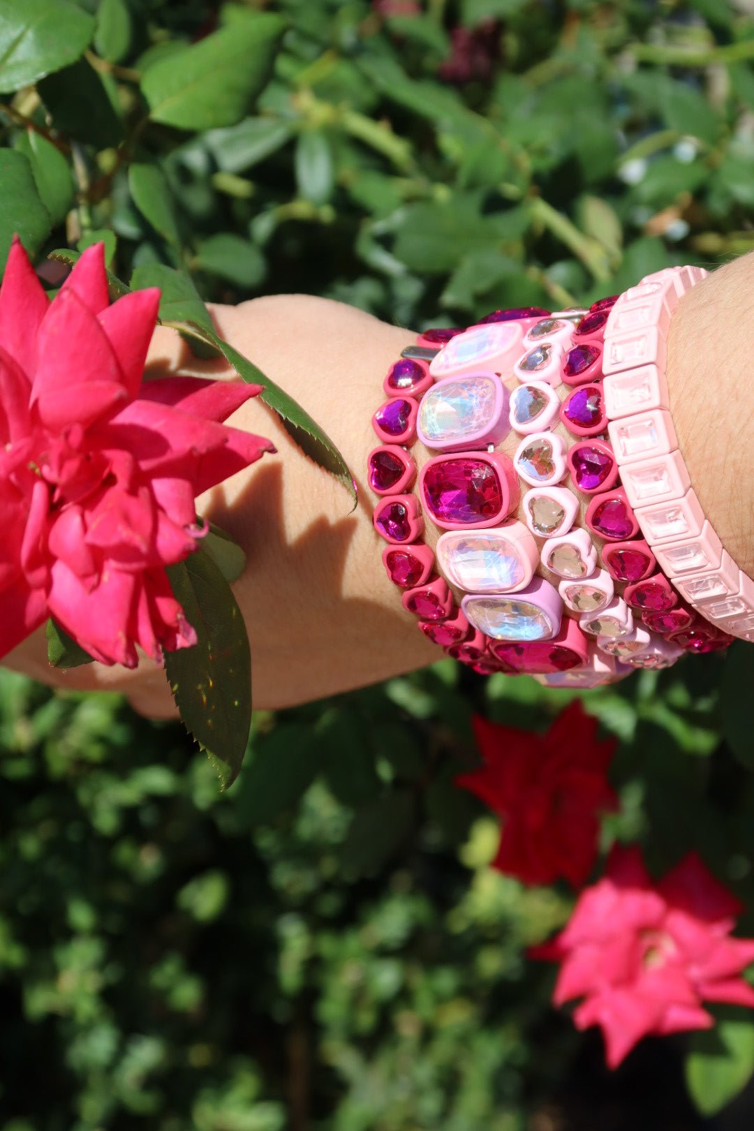 Bracelet - Candy Gem Oval Pink Multi - Shop LINNY CO