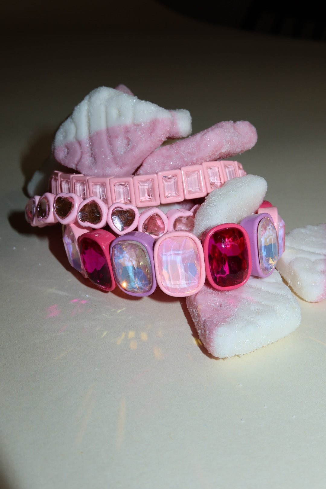 Bracelet - Candy Gem Oval Pink Multi - Shop LINNY CO