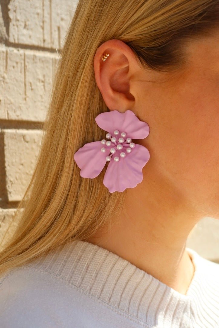 Capri Statement Earrings - Lilac - LINNY CO WholesaleMetal