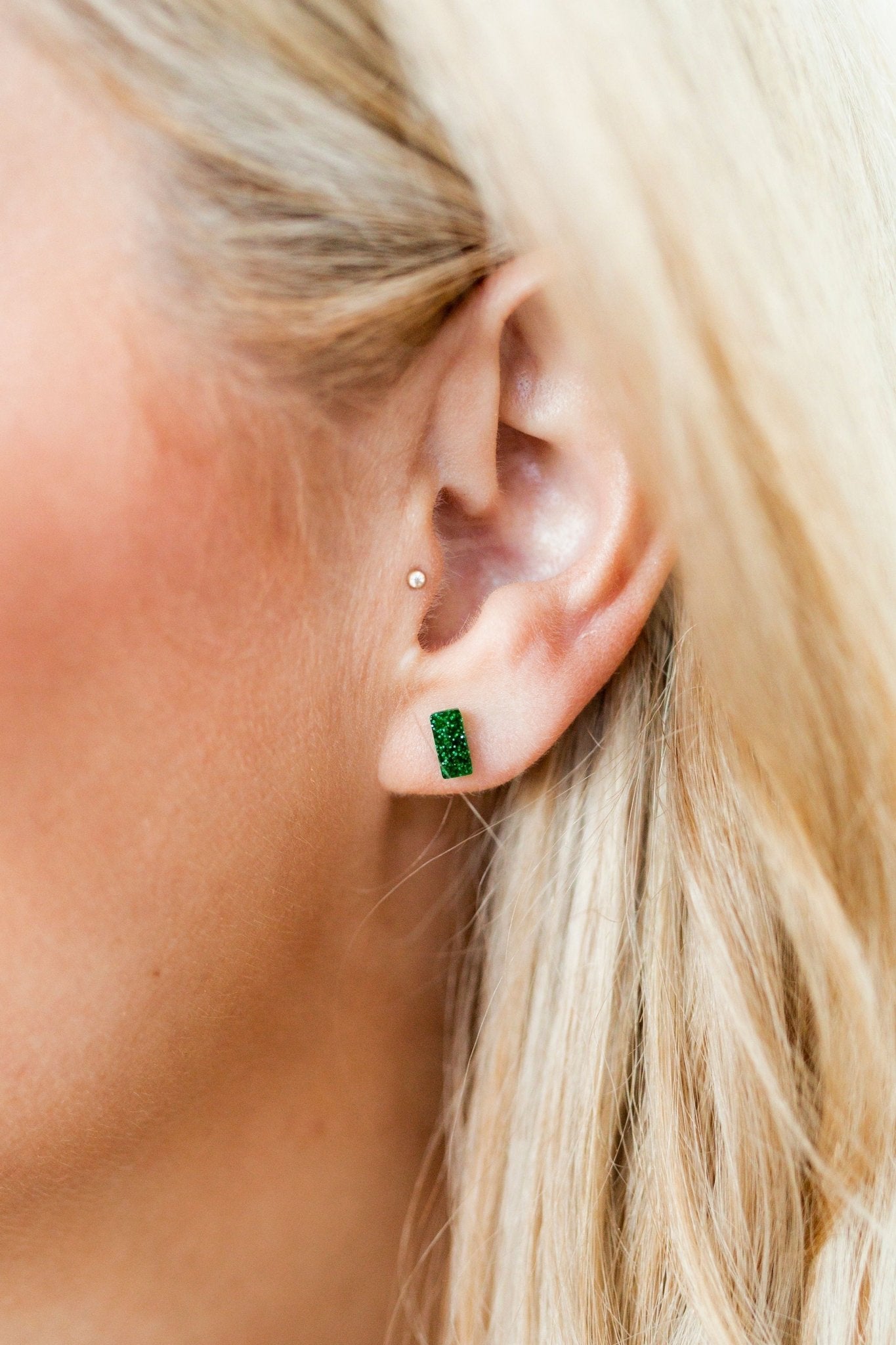Caroline - Green Glitter - Earrings - LINNY CO WholesaleAcetate