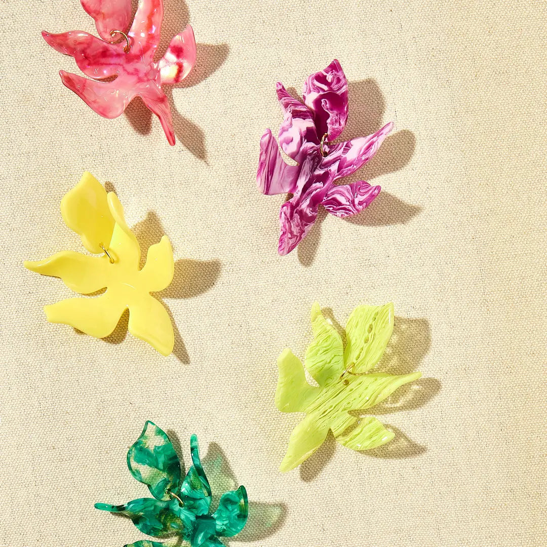 Flora Statement Earrings - Lime Zest