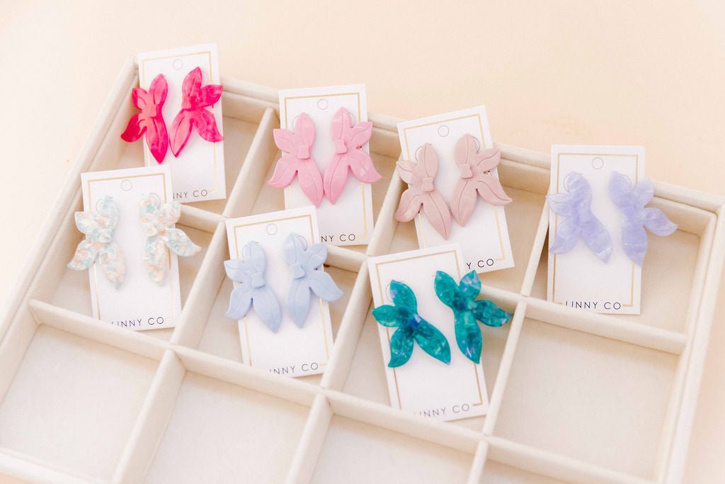 Fern Statement Earrings - Bluebell - LINNY CO WholesaleAcetate