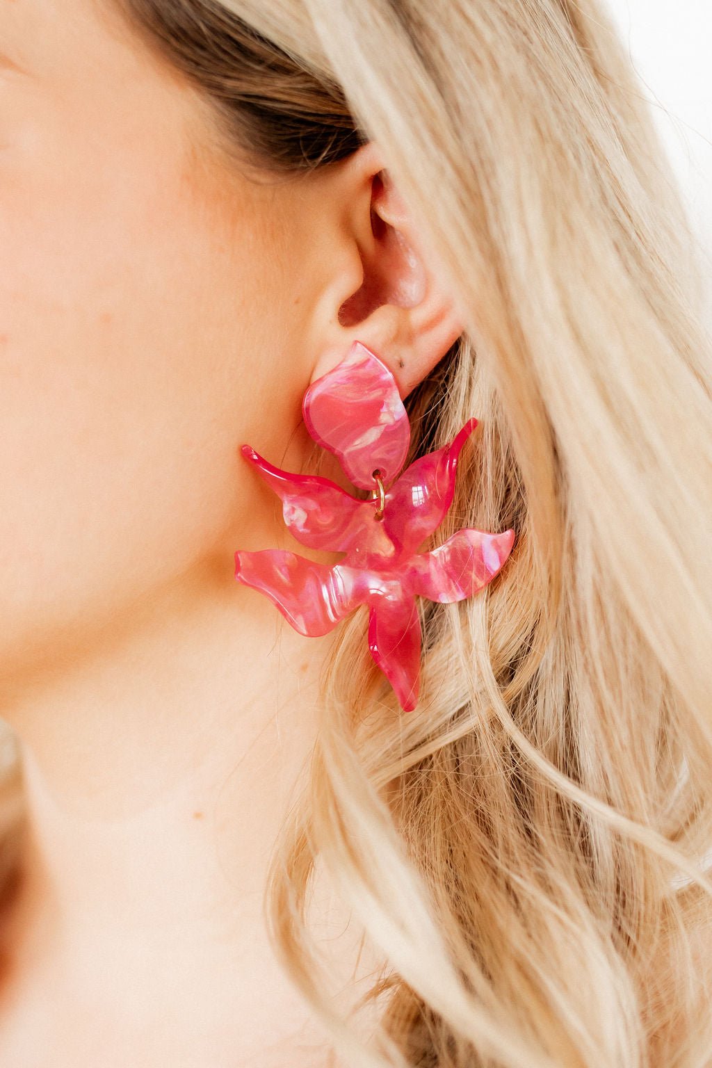 Flora Statement Earrings - Azalea Pink - LINNY CO WholesaleAcetate