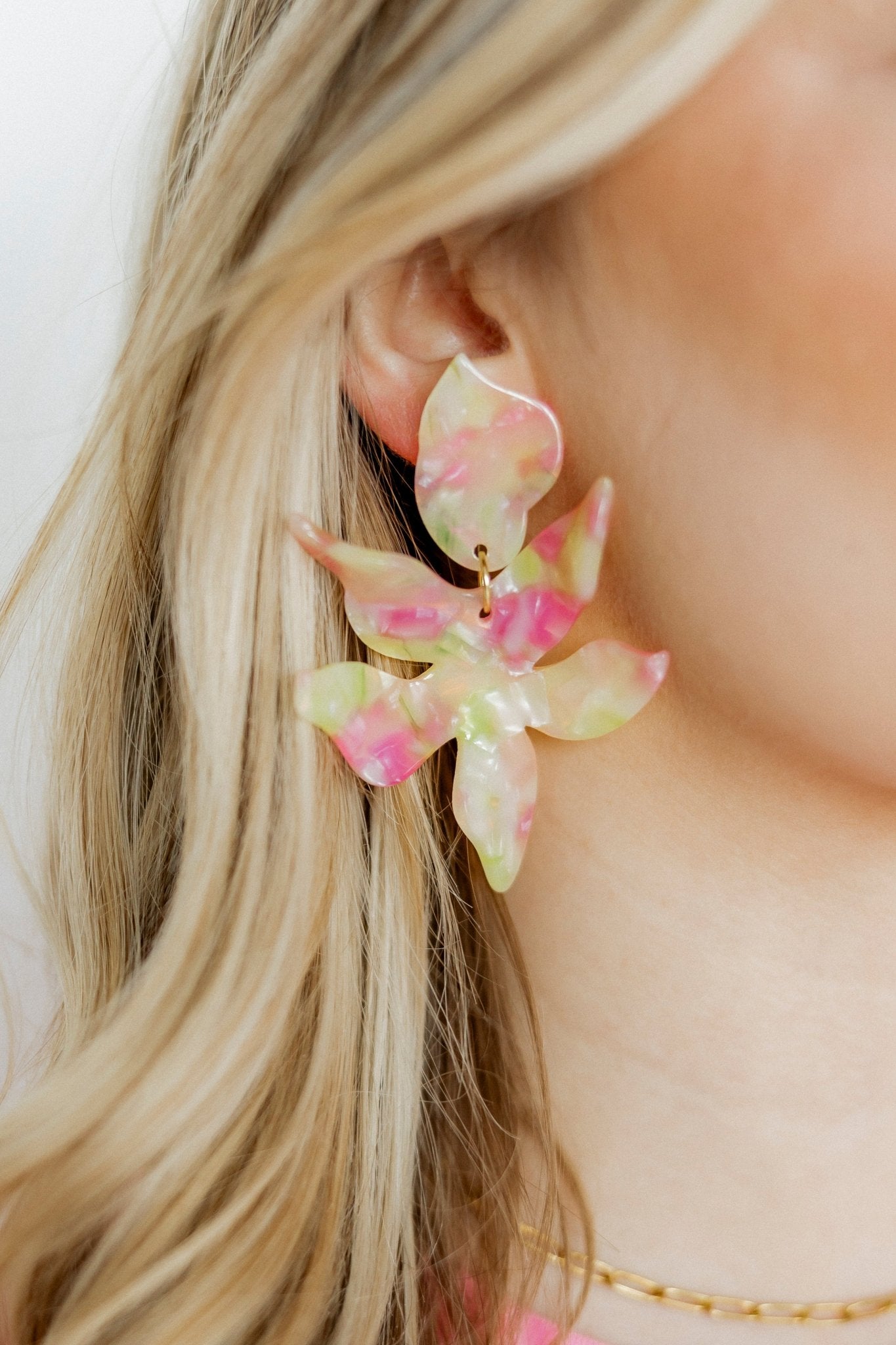 Flora Statement Earrings - Cherry Limeade - LINNY CO WholesaleAcetate