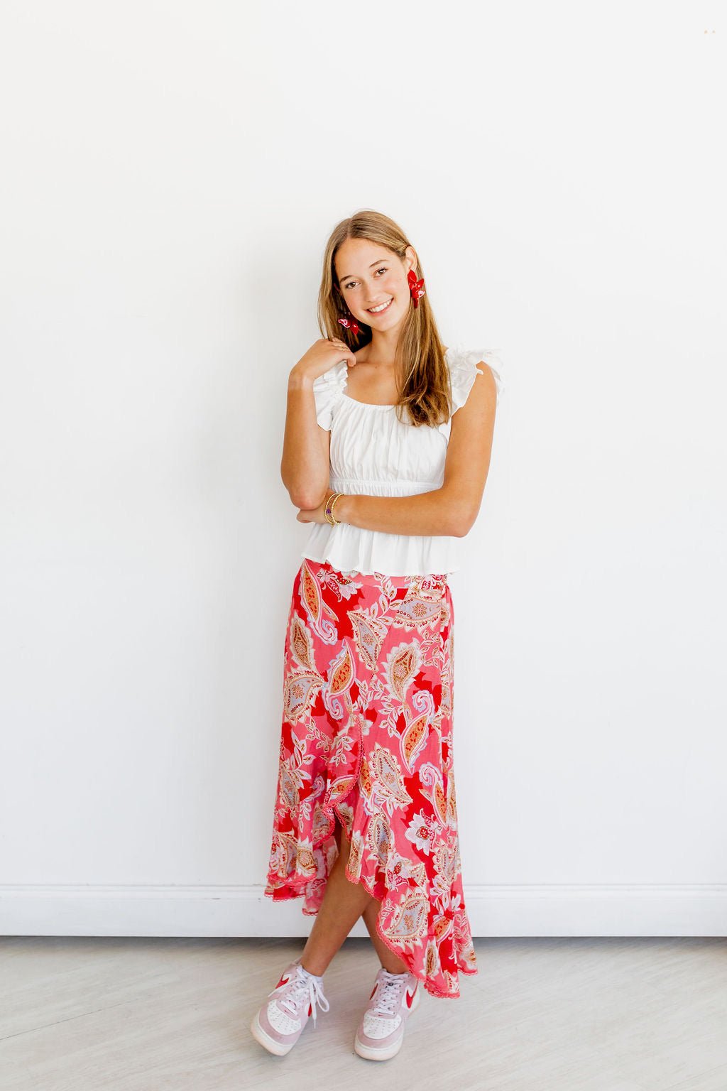 Flora Statement Earrings - Crimson - LINNY CO WholesaleAcetate