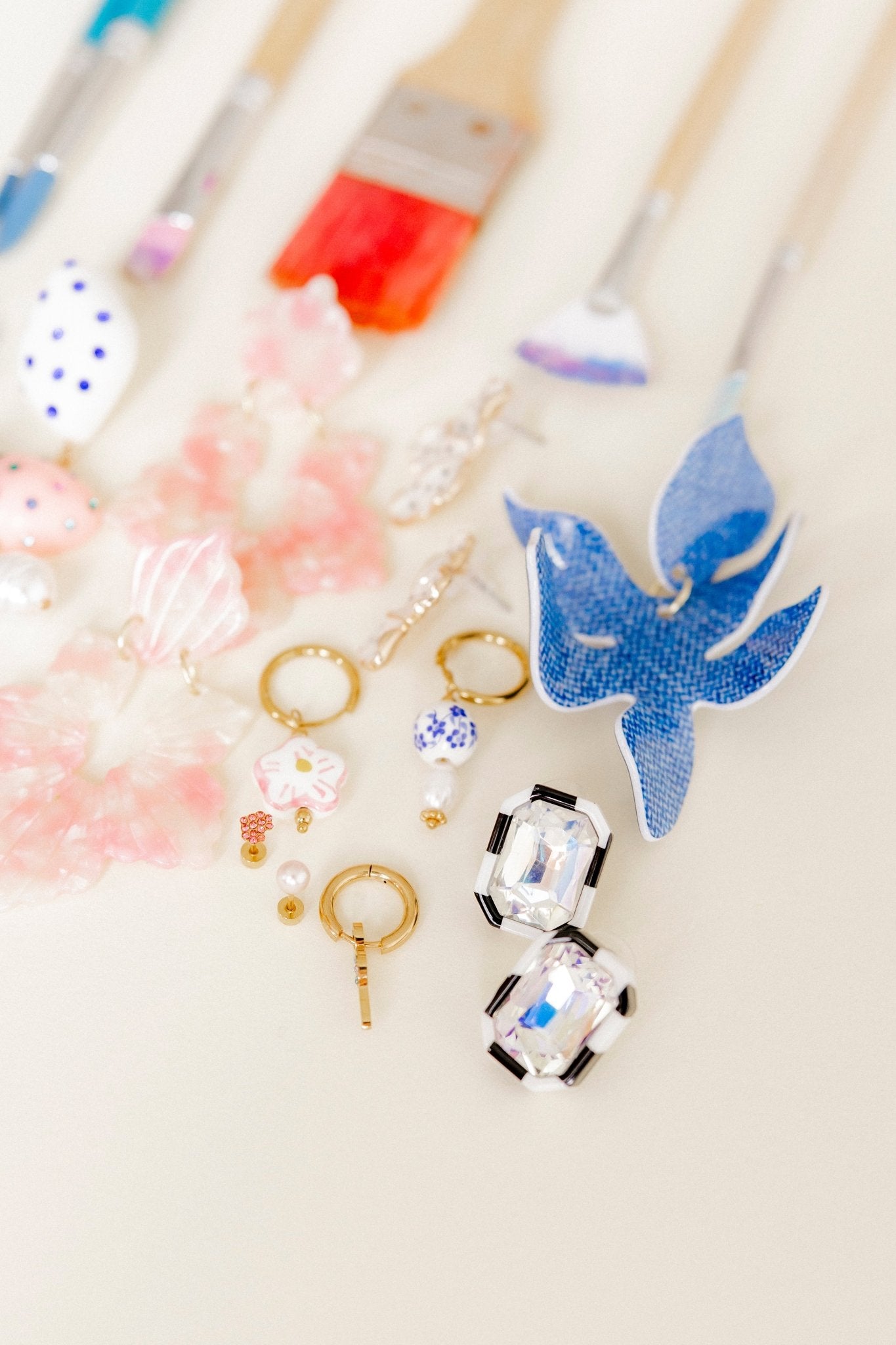 Flora Statement Earrings - Denim - LINNY CO WholesaleAcetate