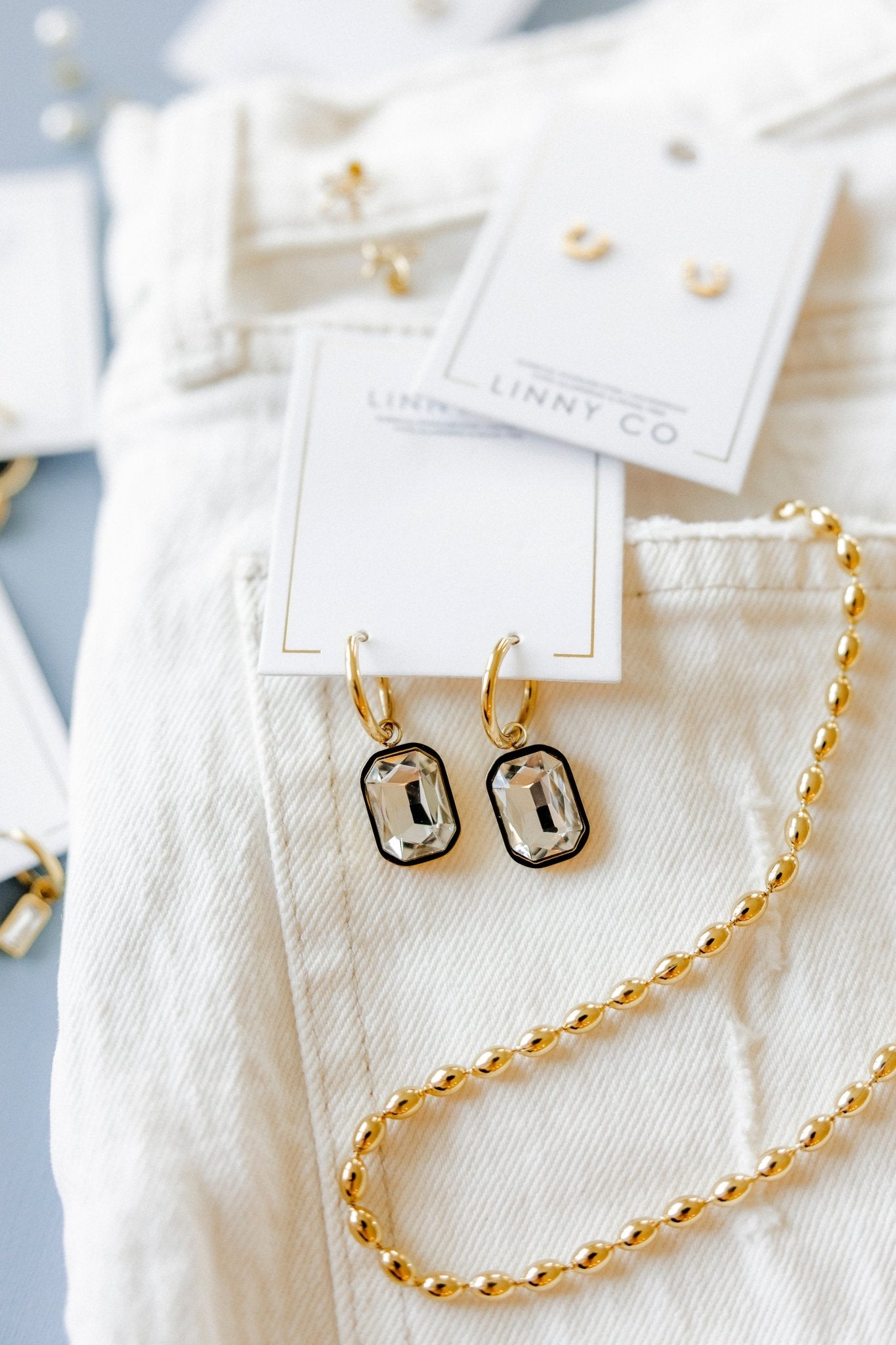 Huggie Charm Earrings - Diana Clear - LINNY CO Wholesale