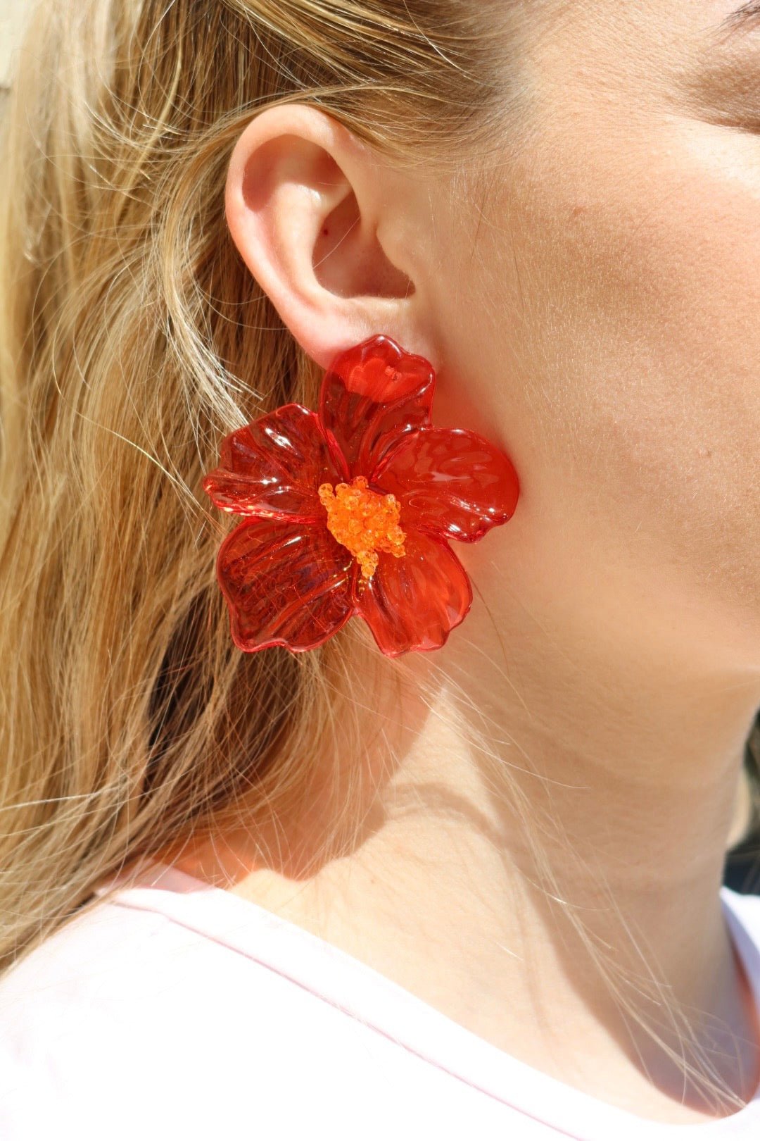 Kalani Statement Earrings - Red - LINNY CO WholesaleAcetate