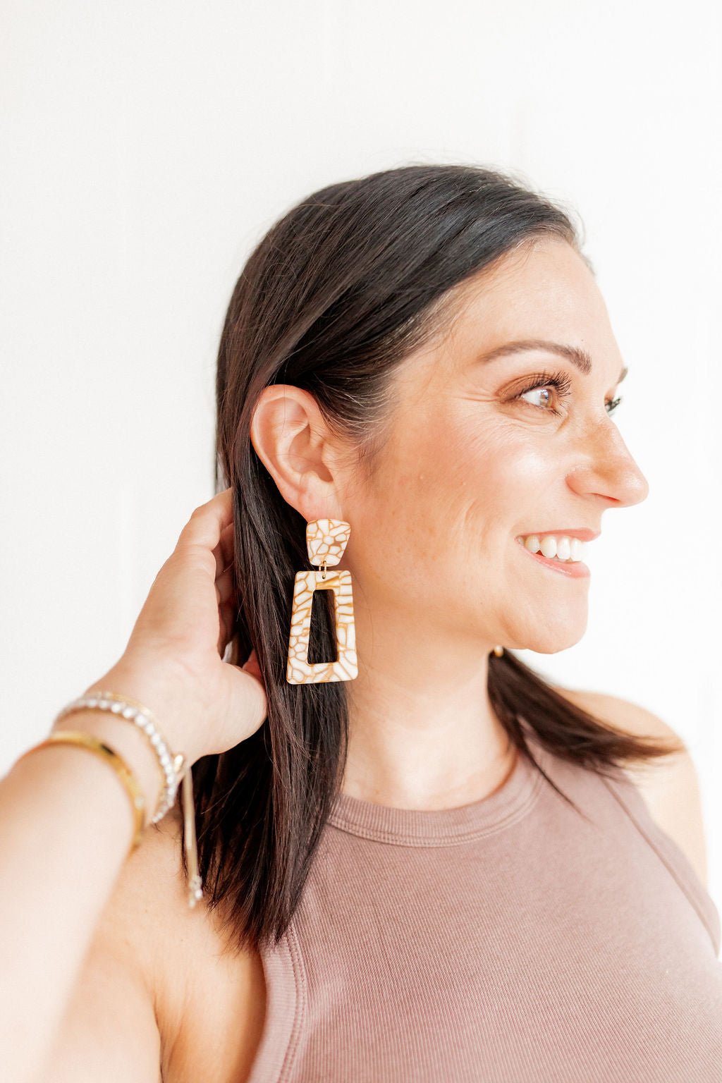 Kennedy Statement Earrings - Desert Sand - LINNY CO WholesaleAcetate