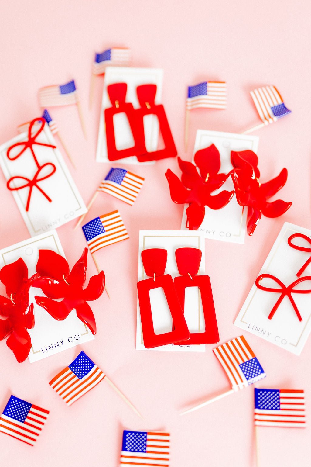 Kennedy Statement Earrings - True Red - LINNY CO WholesaleAcetate