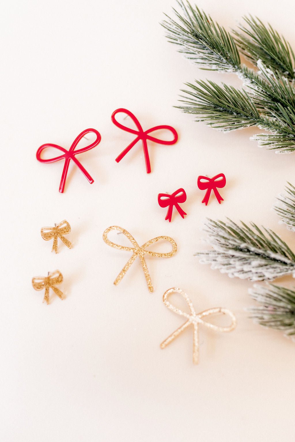 Lola Bow Earrings - Gold Glitter - LINNY CO WholesaleAcetate