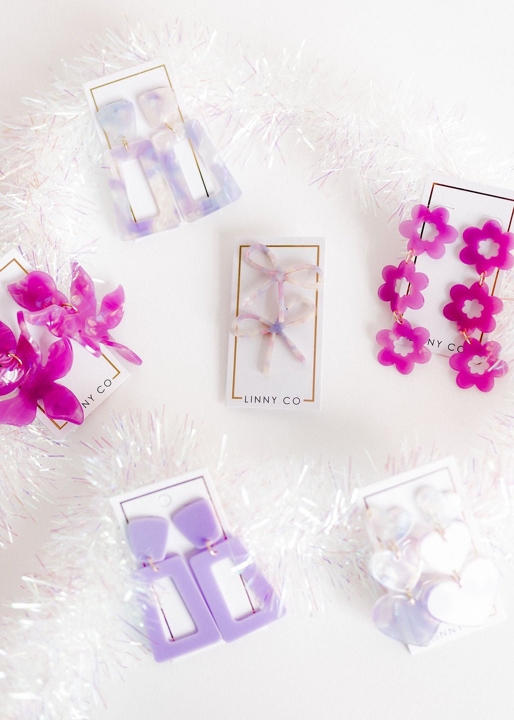 Lola Bow Earrings - Purple Sprinkles - LINNY CO WholesaleAcetate