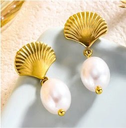 Mary Jean Shell Pearl Earrings - LINNY CO WholesaleMetals