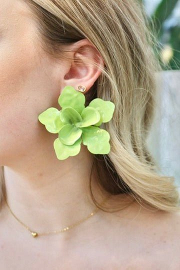 Maxine Statement Earrings - Green - LINNY CO WholesaleMetal