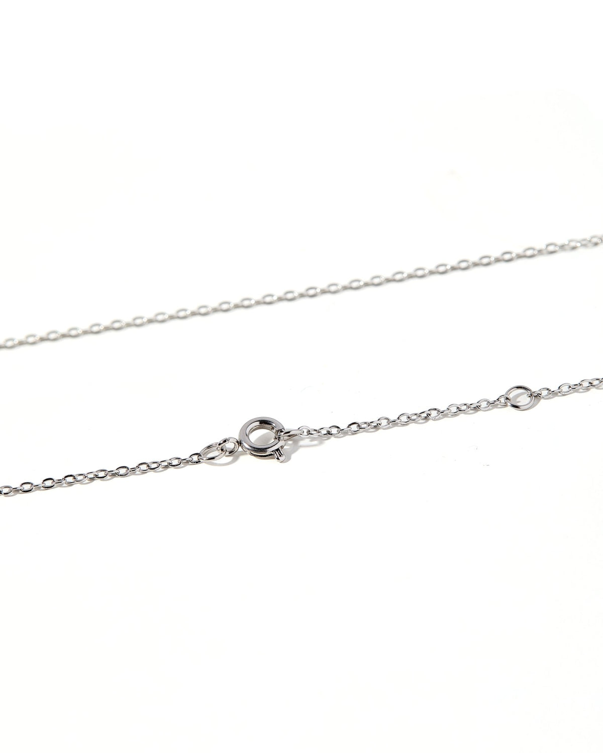 LINNY CO Mountain Silver necklace for kids & little girls — hypoallergenic, waterproof stainless steel, detail.