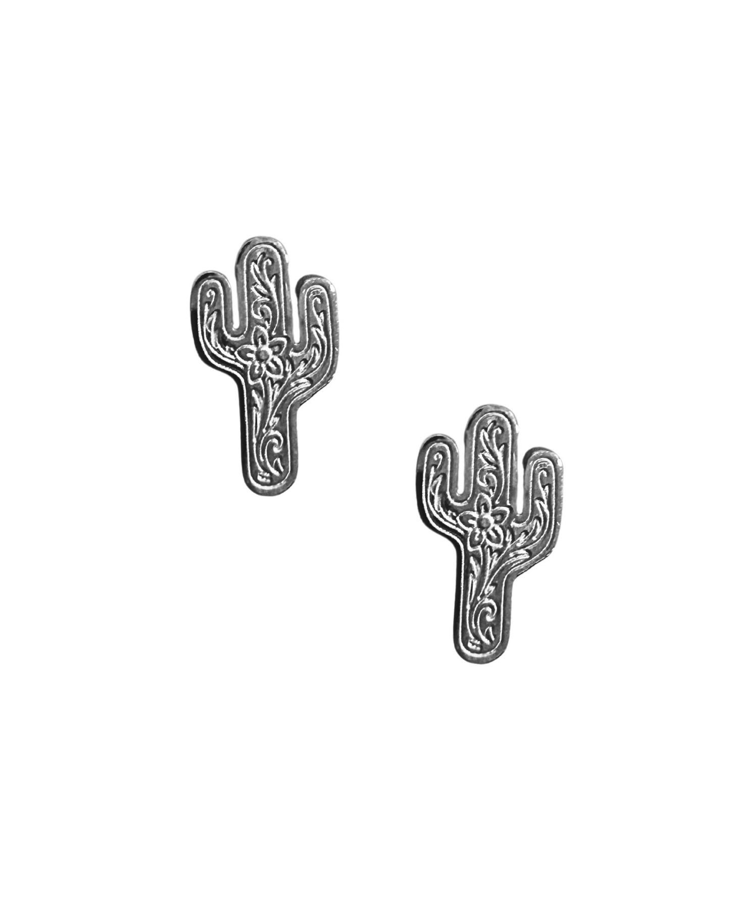 Screwback Stud Earrings - Cactus Silver - LINNY CO WholesaleStuds