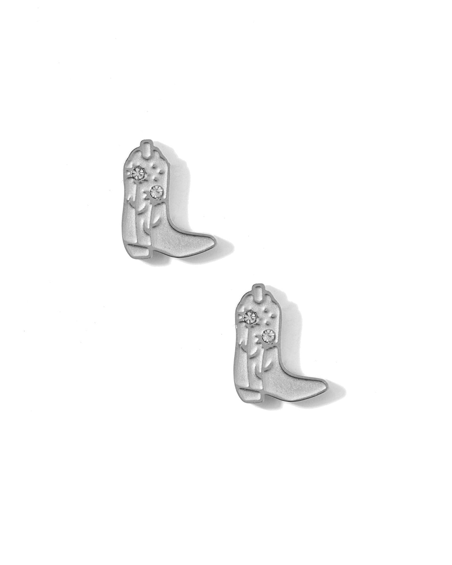 Screwback Stud Earrings - Daisy Cowgirl Boot Silver - LINNY CO WholesaleStuds