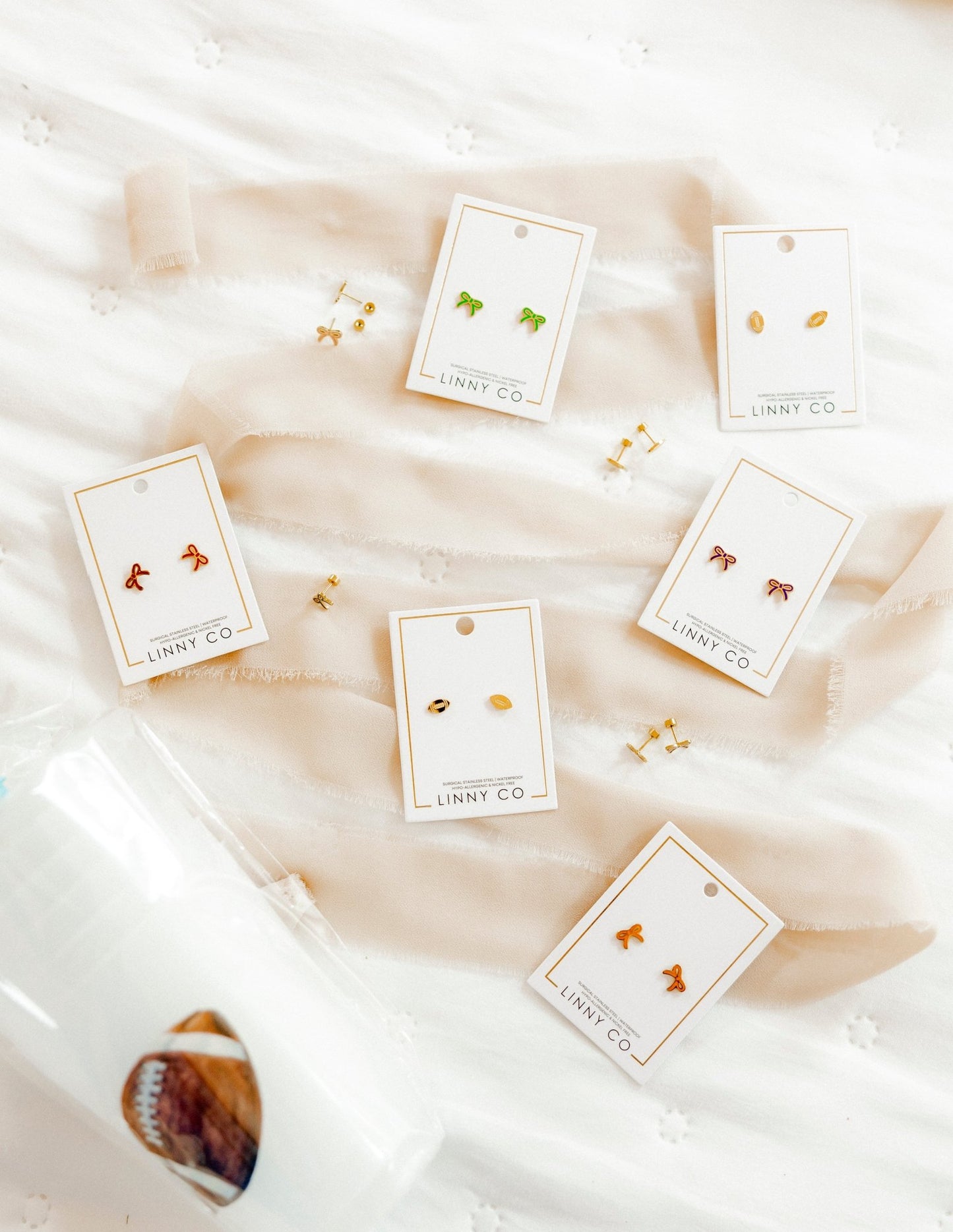 Screwback Stud Earrings - Football - LINNY CO WholesaleStuds