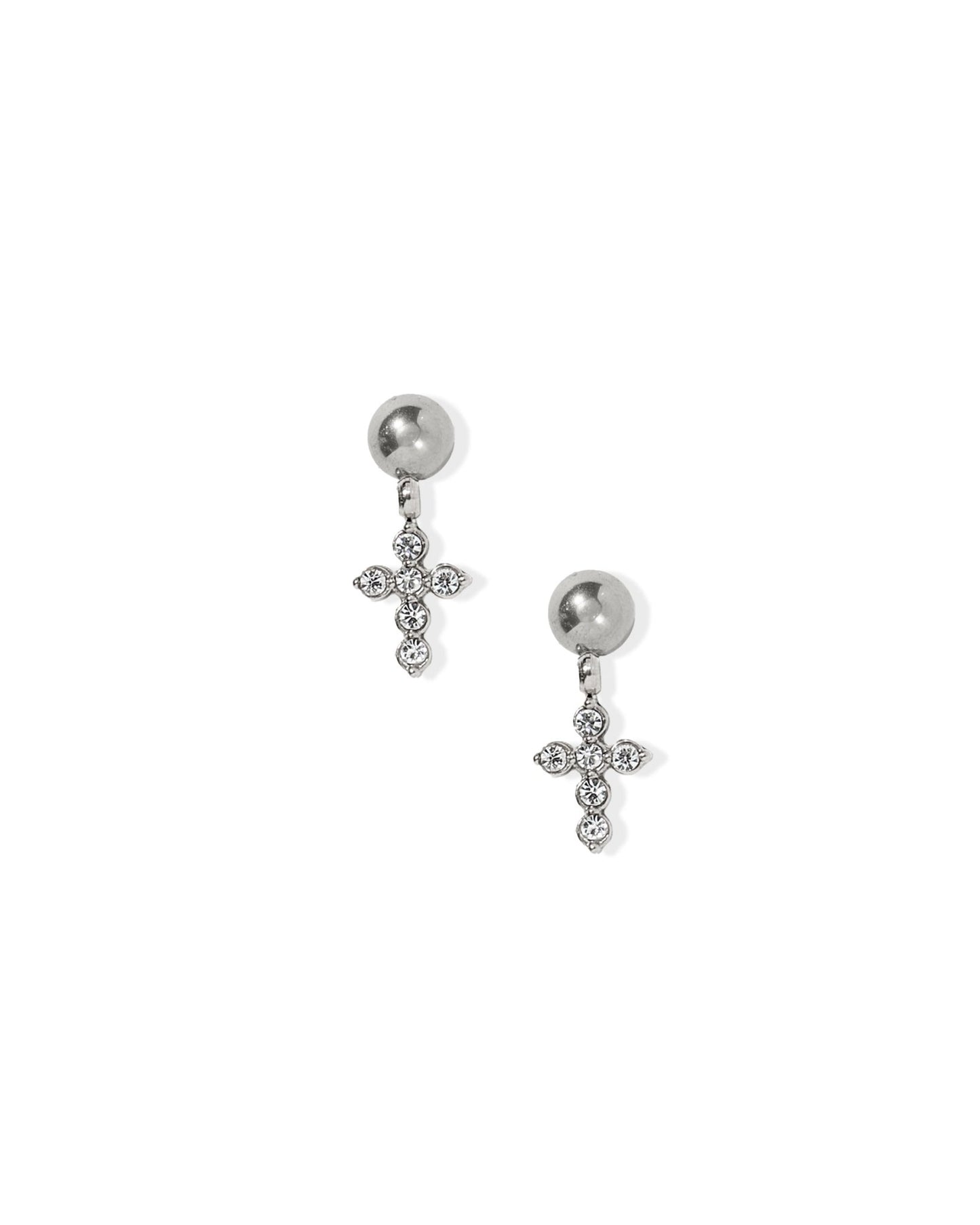 Screwback Stud Earrings - Millie Cross CZ Silver - LINNY CO WholesaleStuds