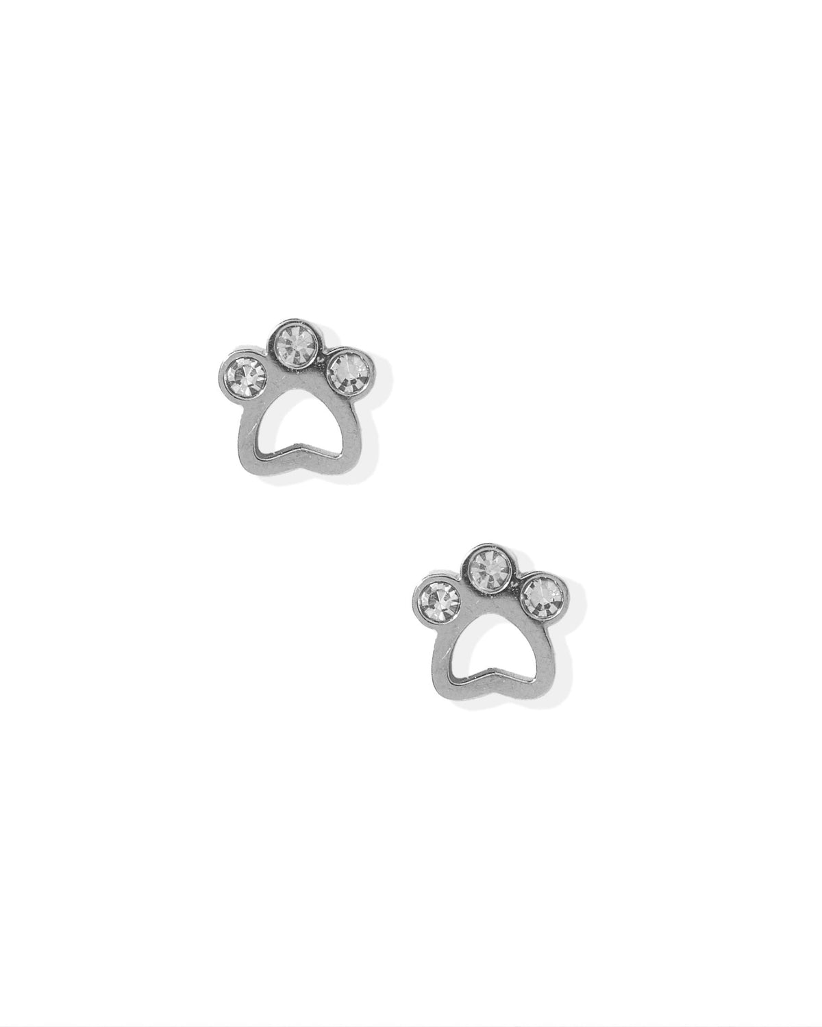 Screwback Stud Earrings - Paw Print CZ Silver - LINNY CO WholesaleStuds