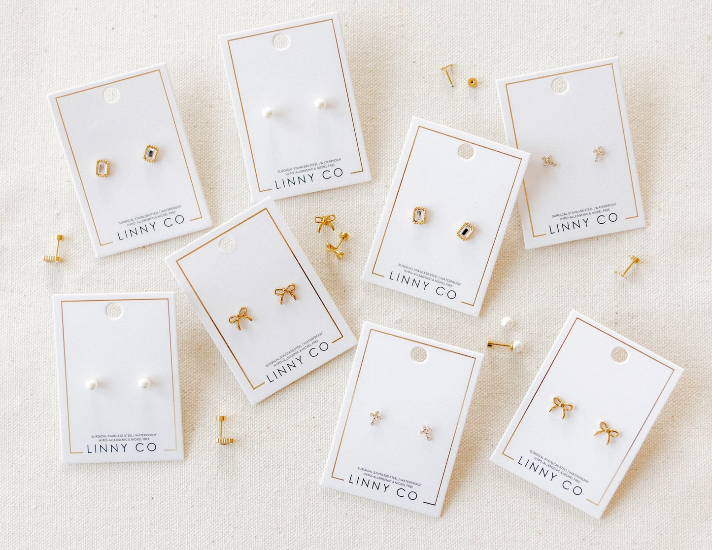 Screwback Stud Earrings - Sadie Bow Gold - LINNY CO WholesaleStuds
