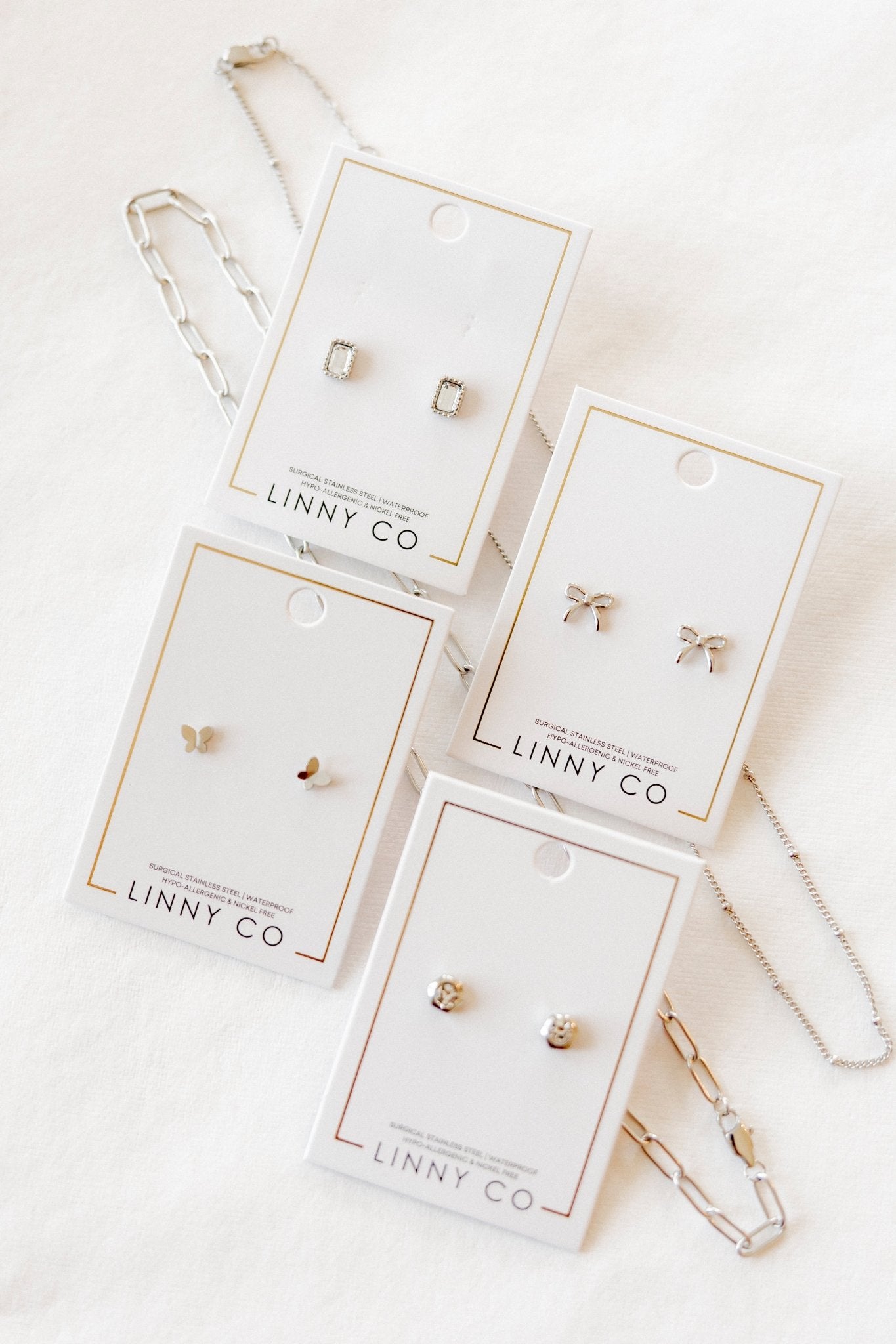 Screwback Stud Earrings - Sadie Bow Silver - LINNY CO WholesaleStuds