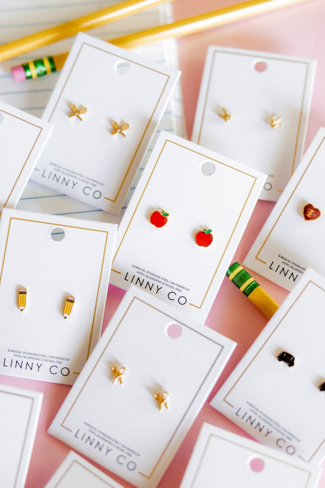 Screwback Stud Earrings - Teacher's Apple - LINNY CO WholesaleStuds