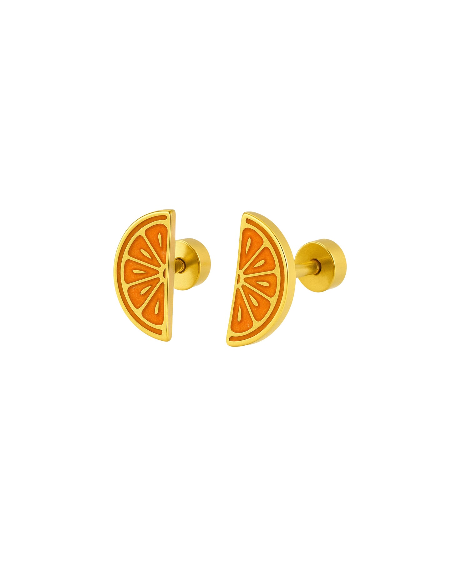 Screwback Stud Earrings - Orange Slice