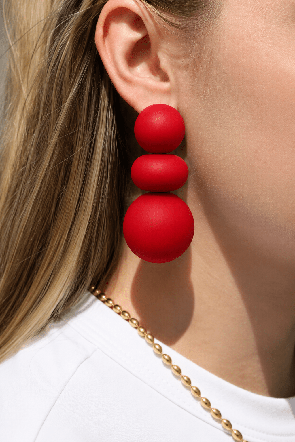 Valerie Statement Earrings - Red - LINNY CO WholesaleMetals