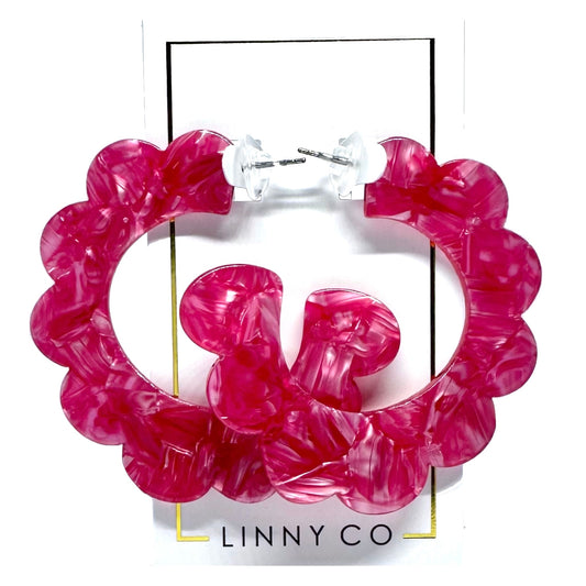 Margo Scallop Hoop Earrings - Pearlized Pink
