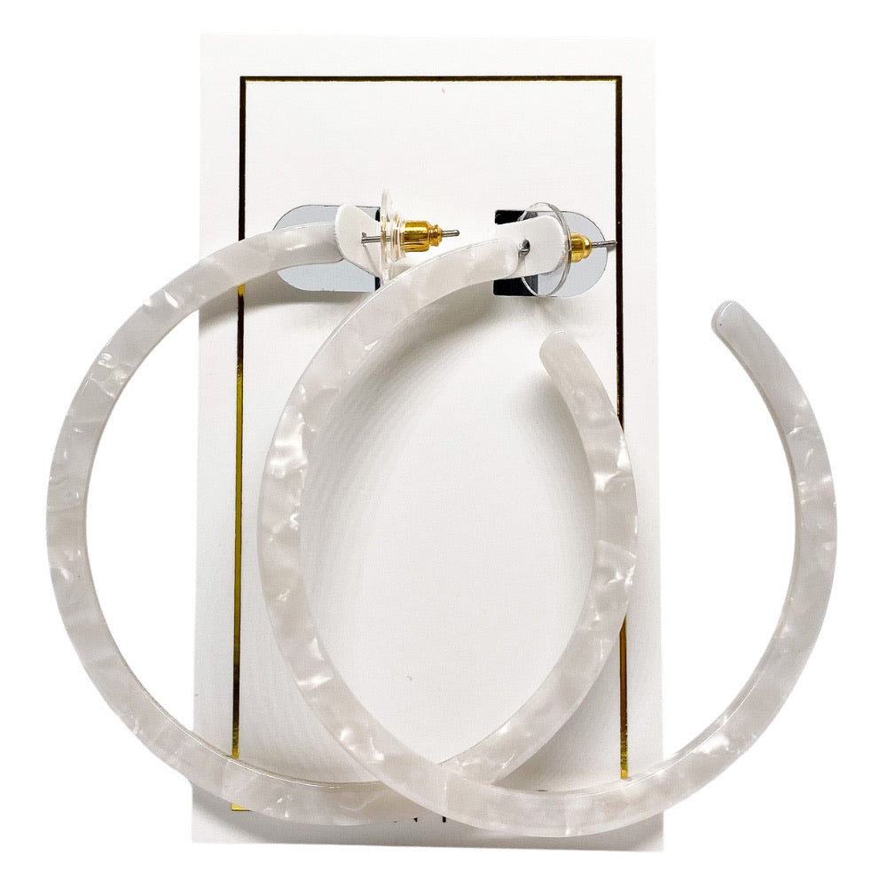 Holly Mega Hoop Earrings - Pearl White