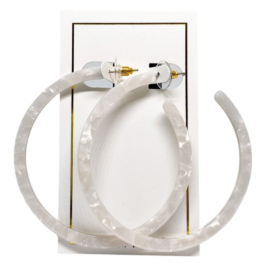 Holly Mega Hoop Earrings - Pearl White