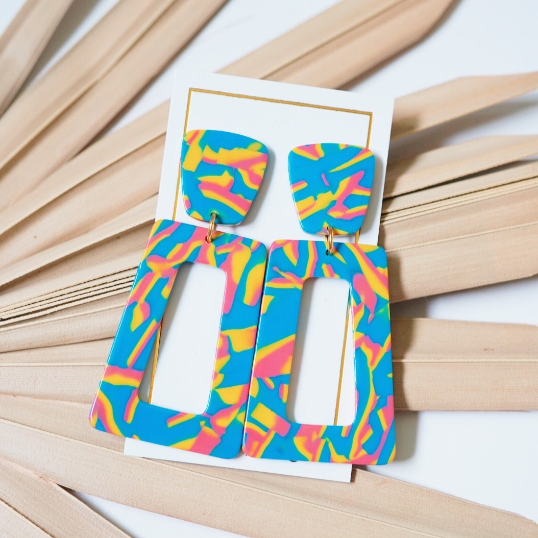 Kennedy Statement Earrings - Electric Sunset