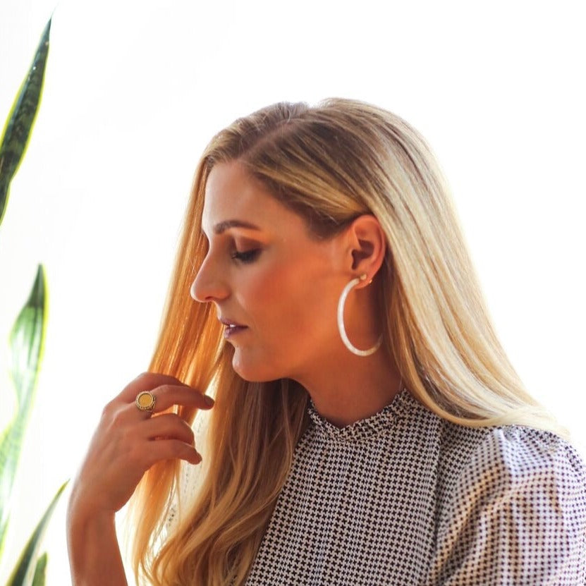 Holly Mega Hoop Earrings - Pearl White