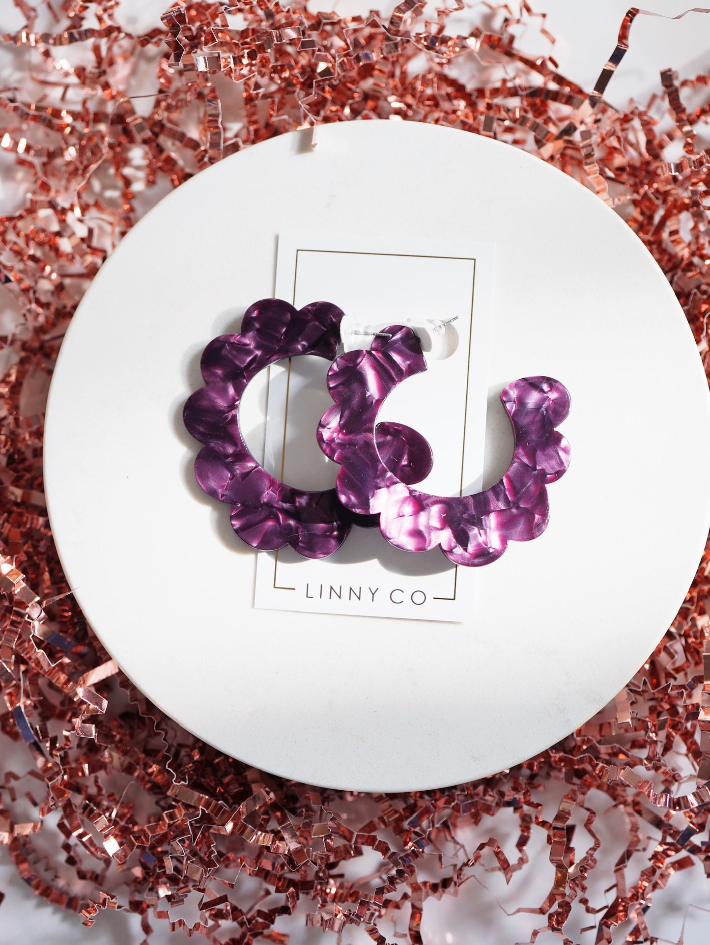 Margo Scallop Hoop Earrings - Pearlized Plum