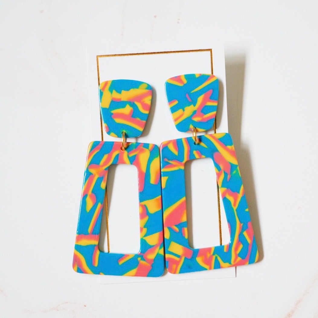 Kennedy Statement Earrings - Electric Sunset