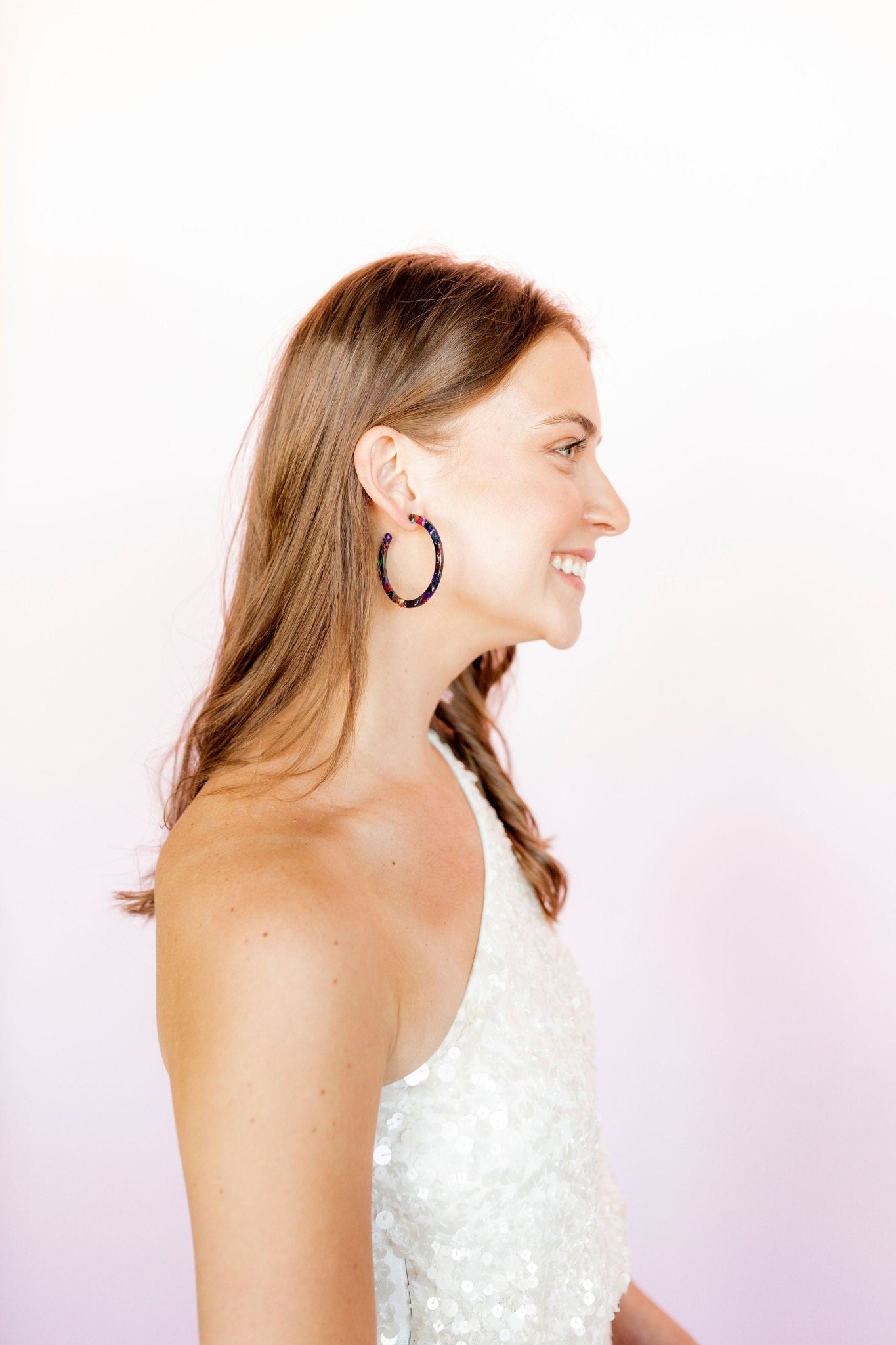 Holly Medium Hoop Earrings - Retro Camo - LINNY CO WholesaleAcetate