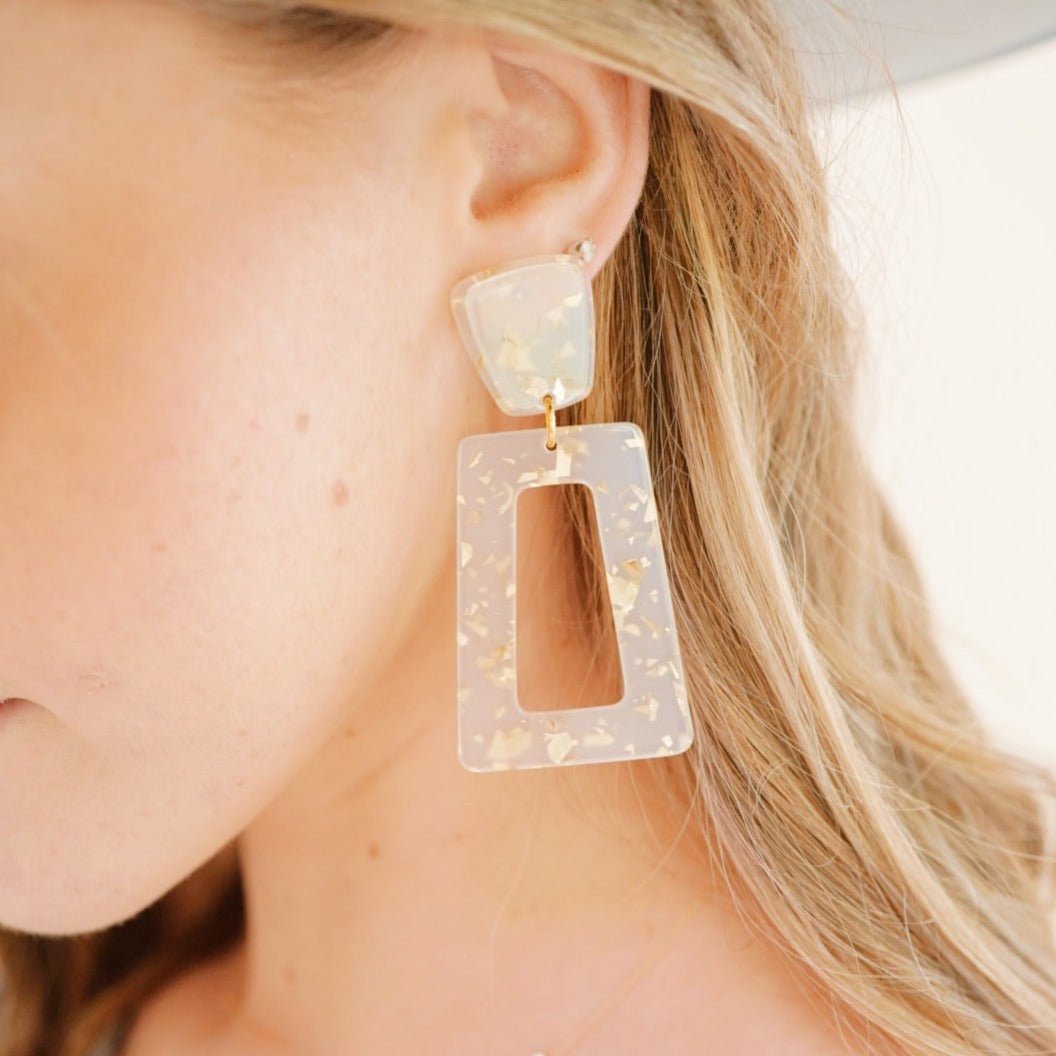Kennedy Statement Earrings - Gold Confetti - LINNY CO WholesaleAcetate