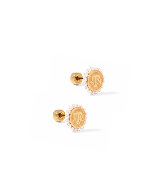 Screwback Stud Earrings - Texas A&M Alice Logo Gold